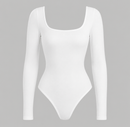 Body Feminino Manga Longa com Decote Quadrado