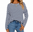 Blusa Feminina Listrada de Manga Longa