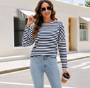 Blusa Feminina Listrada de Manga Longa