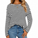 Blusa Feminina Listrada de Manga Longa