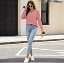 Blusa Feminina Listrada de Manga Longa