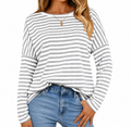 Blusa Feminina Listrada de Manga Longa