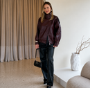 Jaqueta Couro Oversized Com Gola Alta