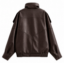 Jaqueta Couro Oversized Com Gola Alta