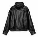 Jaqueta Couro Oversized Com Gola Alta