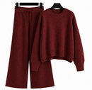 Conjunto Feminino de Suéter de Tricô e Calça Pantalona