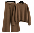 Conjunto Feminino de Suéter de Tricô e Calça Pantalona