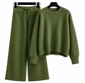 Conjunto Feminino de Suéter de Tricô e Calça Pantalona