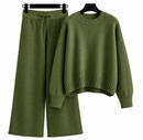 Conjunto Feminino de Suéter de Tricô e Calça Pantalona