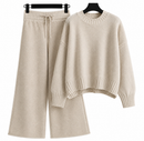 Conjunto Feminino de Suéter de Tricô e Calça Pantalona
