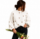 Suéter Feminino de Tricô com Estampa de Coração