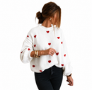 Suéter Feminino de Tricô com Estampa de Coração