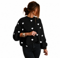 Suéter Feminino de Tricô com Estampa de Coração