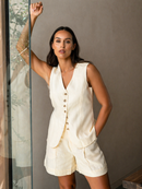 Conjunto Feminino Regata e Shorts em Linho e Algodão | Casual e Elegante