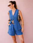 Conjunto Feminino Regata e Shorts em Linho e Algodão | Casual e Elegante